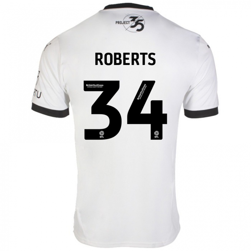 Kinder Caleb Roberts #34 Weiß Schwarz Auswärtstrikot Trikot 2024/25 T-Shirt Österreich