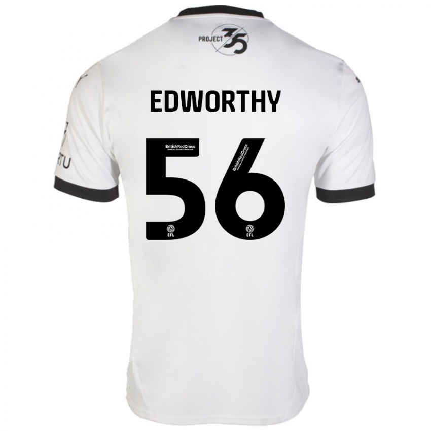 Kinder Kieran Edworthy #56 Weiß Schwarz Auswärtstrikot Trikot 2024/25 T-Shirt Österreich