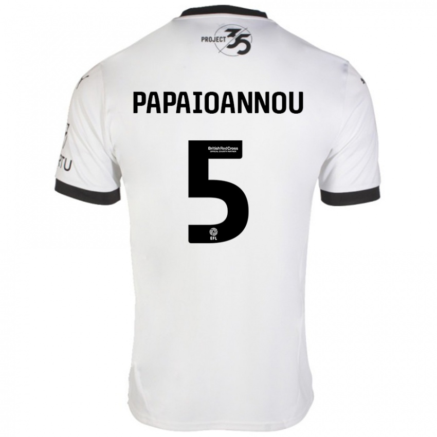 Kinder Panagiota Papaioannou #5 Weiß Schwarz Auswärtstrikot Trikot 2024/25 T-Shirt Österreich