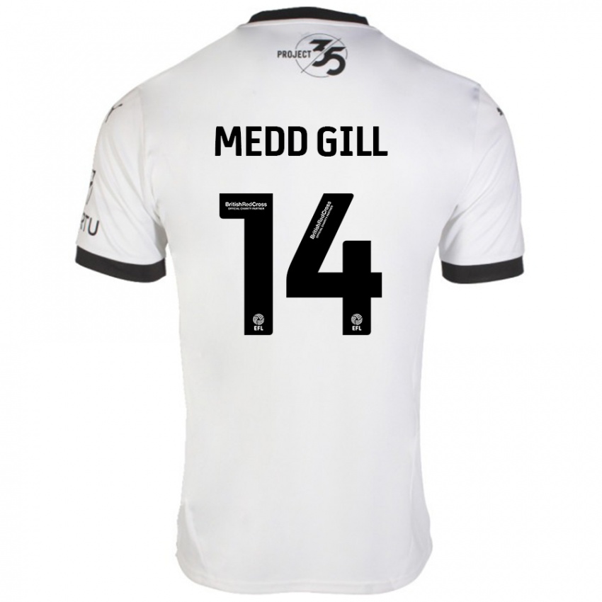 Kinder Tamsin Medd-Gill #14 Weiß Schwarz Auswärtstrikot Trikot 2024/25 T-Shirt Österreich