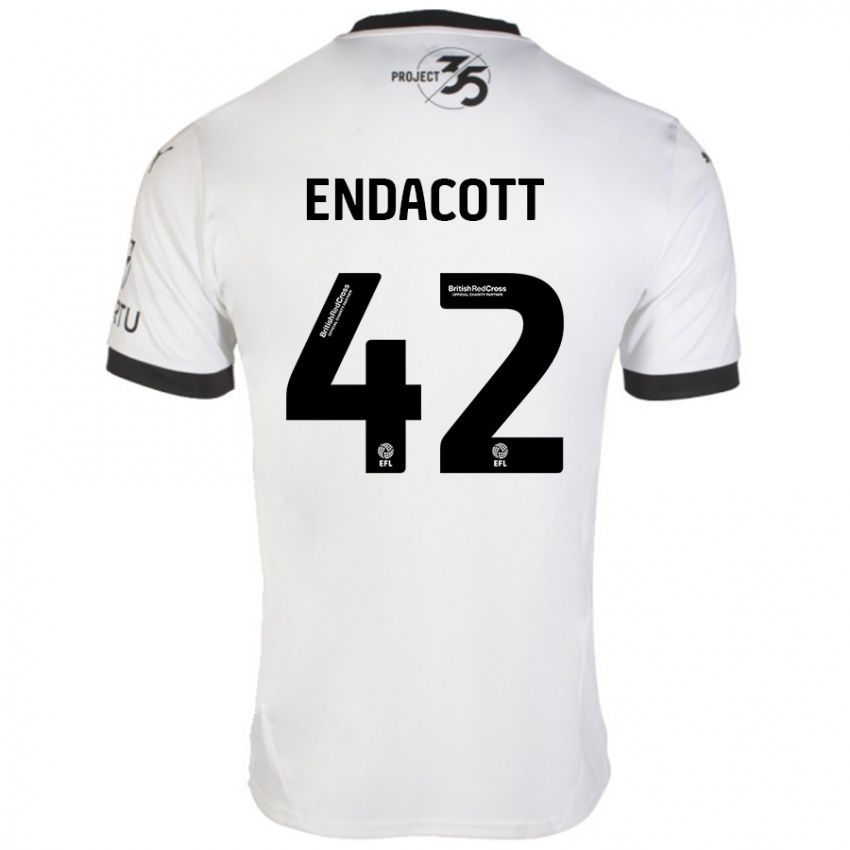 Kinder Jack Endacott #42 Weiß Schwarz Auswärtstrikot Trikot 2024/25 T-Shirt Österreich