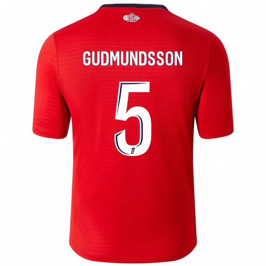 Herren Gabriel Gudmundsson #5 Rot Weiß Heimtrikot Trikot 2024/25 T-Shirt Österreich