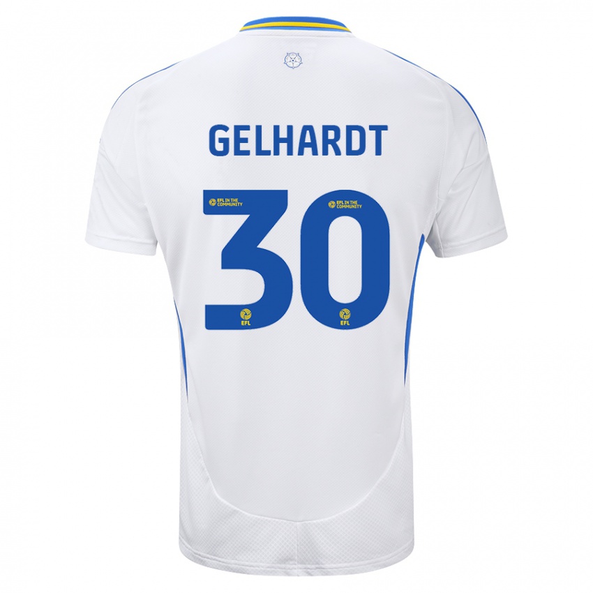 Herren Joe Gelhardt #30 Weiß Blau Heimtrikot Trikot 2024/25 T-Shirt Österreich