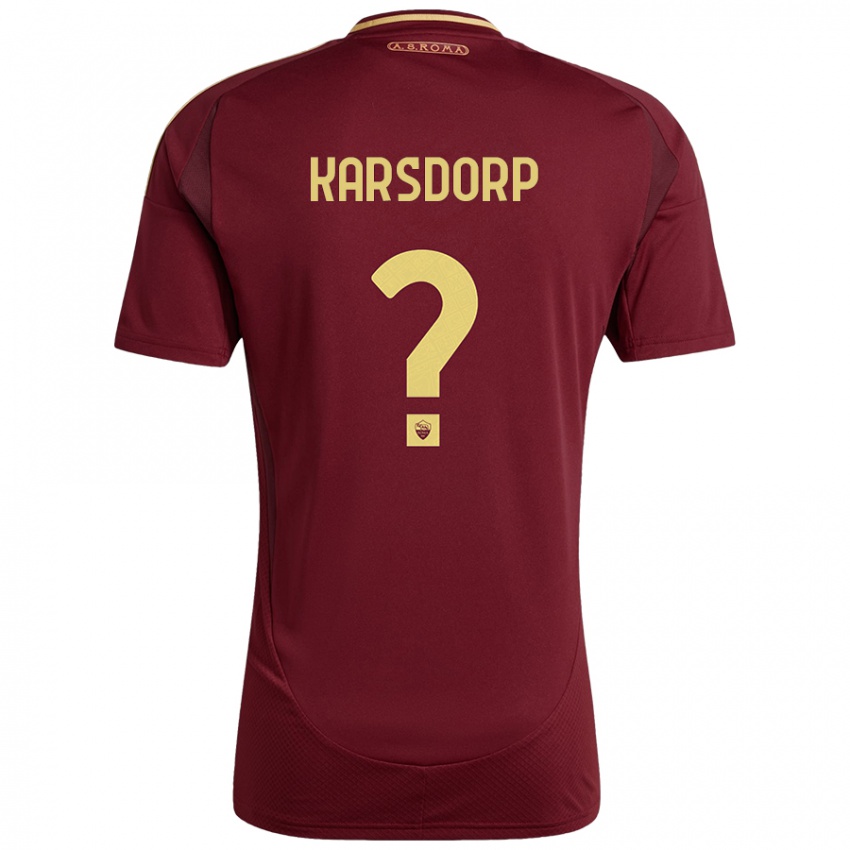 Herren Rick Karsdorp #0 Rot Braun Gold Heimtrikot Trikot 2024/25 T-Shirt Österreich