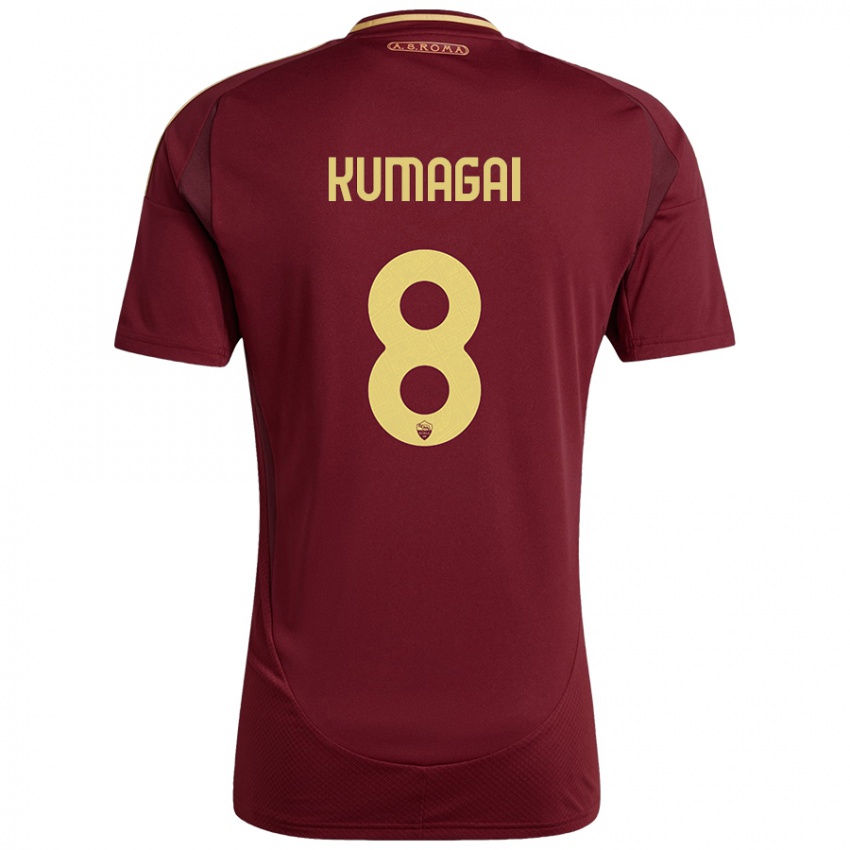 Herren Saki Kumagai #8 Rot Braun Gold Heimtrikot Trikot 2024/25 T-Shirt Österreich