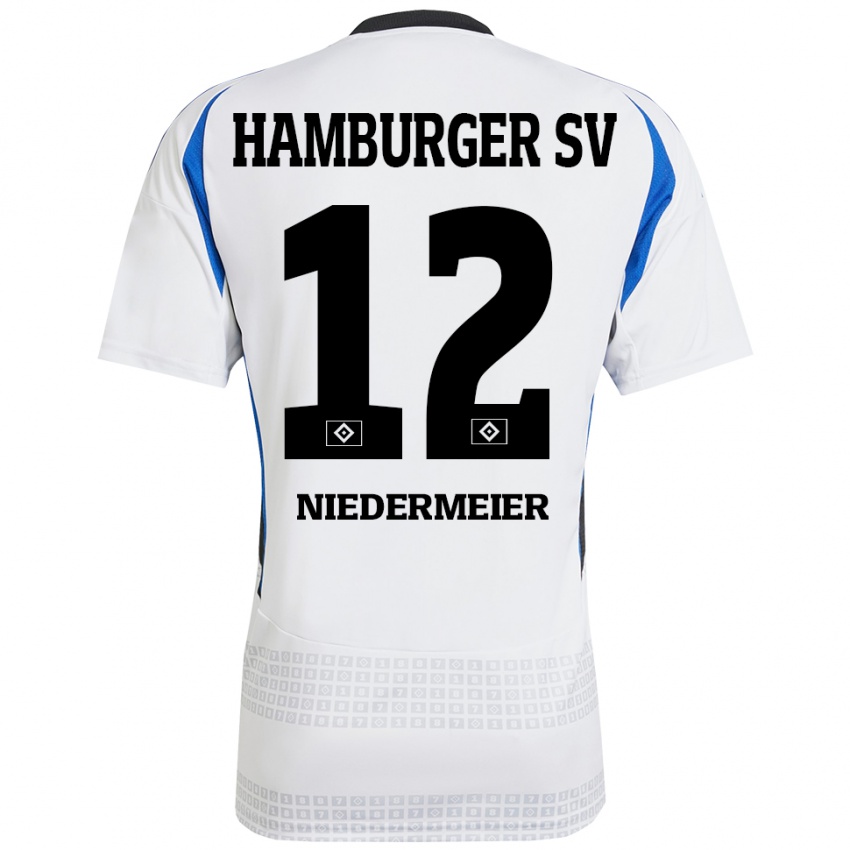 Herren Philipp Niedermeier #12 Weiß Blau Heimtrikot Trikot 2024/25 T-Shirt Österreich