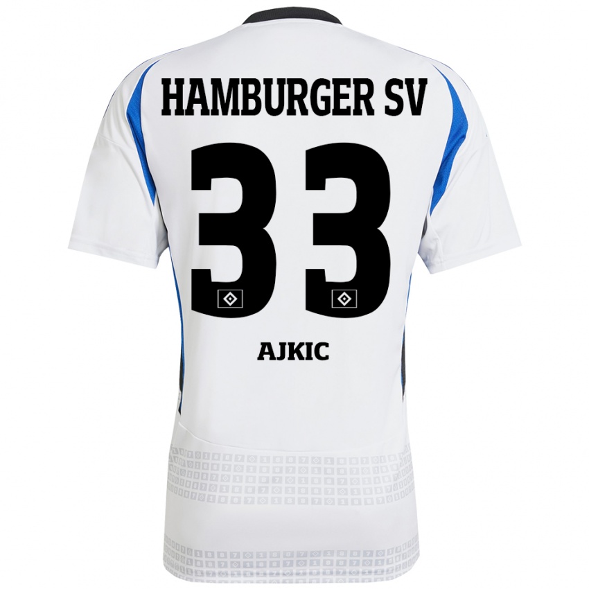 Herren Selim Ajkic #33 Weiß Blau Heimtrikot Trikot 2024/25 T-Shirt Österreich