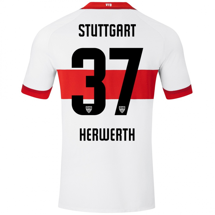 Herren Maximilian Herwerth #37 Weiß Rot Heimtrikot Trikot 2024/25 T-Shirt Österreich