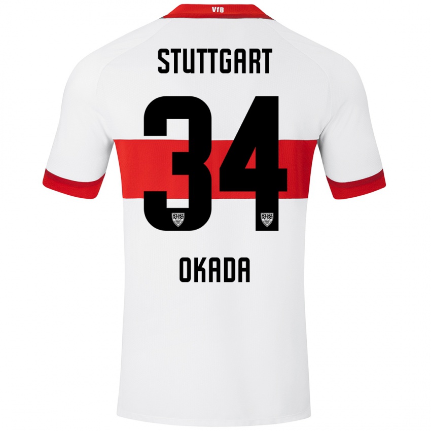 Herren Rei Okada #34 Weiß Rot Heimtrikot Trikot 2024/25 T-Shirt Österreich