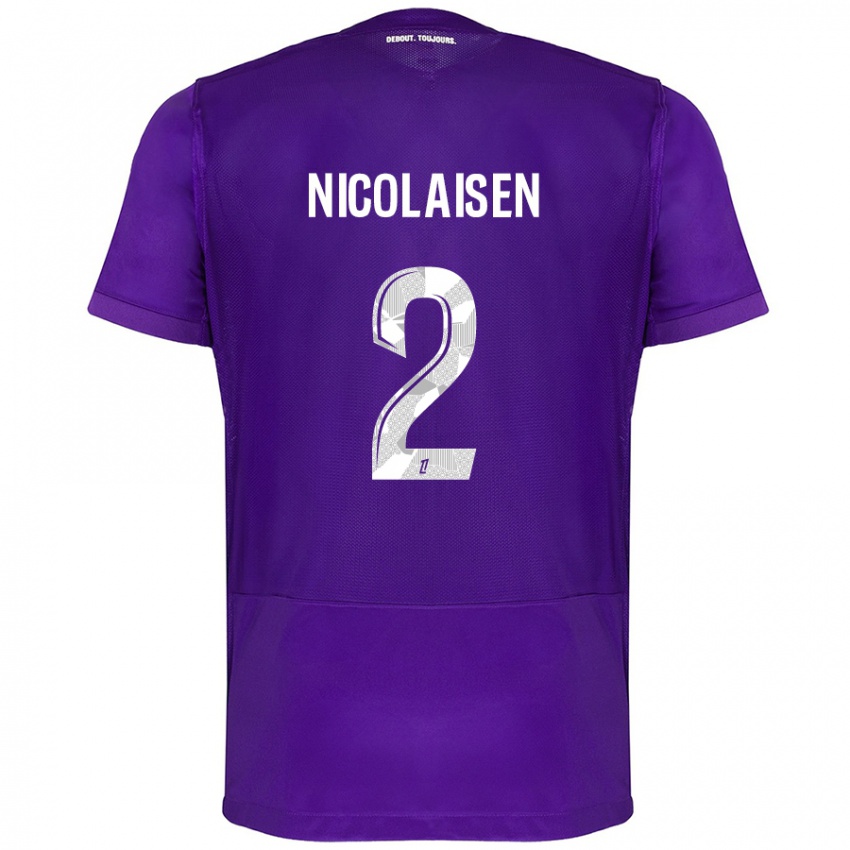 Herren Rasmus Nicolaisen #2 Violett Weiß Heimtrikot Trikot 2024/25 T-Shirt Österreich