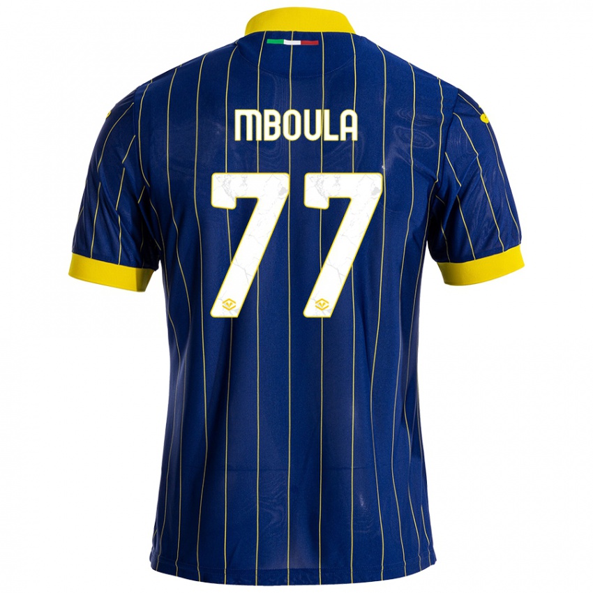 Herren Jordi Mboula #77 Blau Gelb Heimtrikot Trikot 2024/25 T-Shirt Österreich