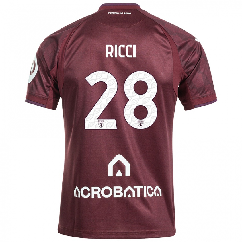 Herren Samuele Ricci #28 Kastanienbraun Weiß Heimtrikot Trikot 2024/25 T-Shirt Österreich