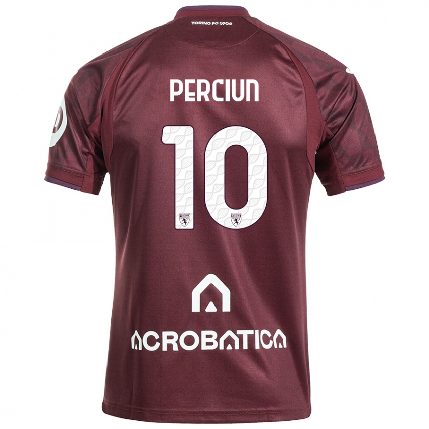 Herren Sergiu Perciun #10 Kastanienbraun Weiß Heimtrikot Trikot 2024/25 T-Shirt Österreich