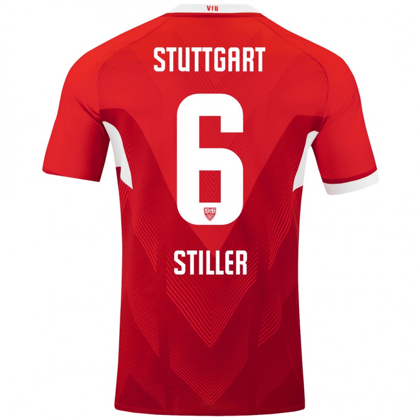 Herren Angelo Stiller #6 Rot Weiß Auswärtstrikot Trikot 2024/25 T-Shirt Österreich