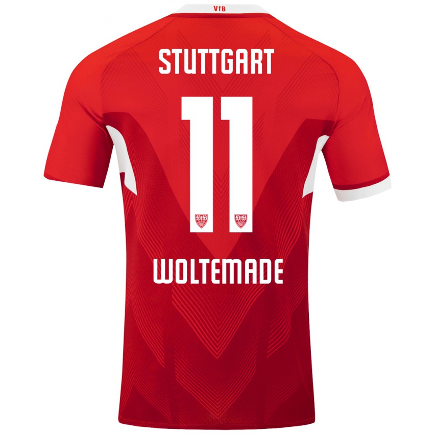 Herren Nick Woltemade #11 Rot Weiß Auswärtstrikot Trikot 2024/25 T-Shirt Österreich