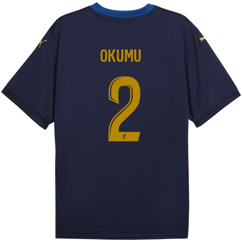 Herren Joseph Okumu #2 Marineblau Gold Auswärtstrikot Trikot 2024/25 T-Shirt Österreich