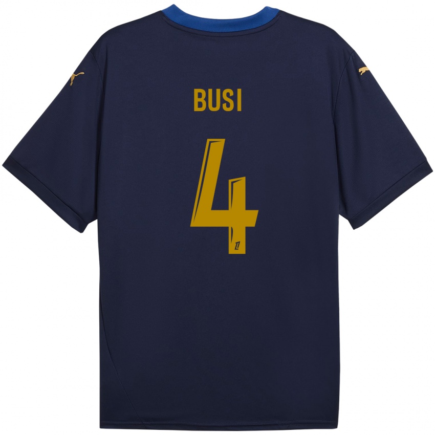 Herren Maxime Busi #4 Marineblau Gold Auswärtstrikot Trikot 2024/25 T-Shirt Österreich