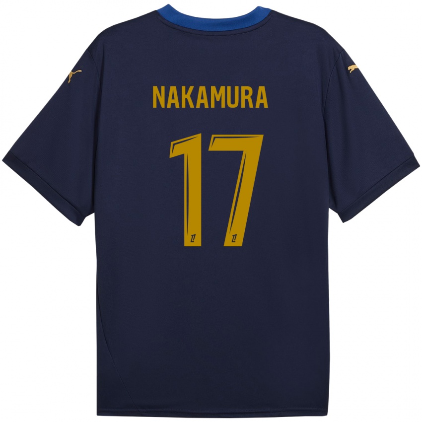 Herren Keito Nakamura #17 Marineblau Gold Auswärtstrikot Trikot 2024/25 T-Shirt Österreich