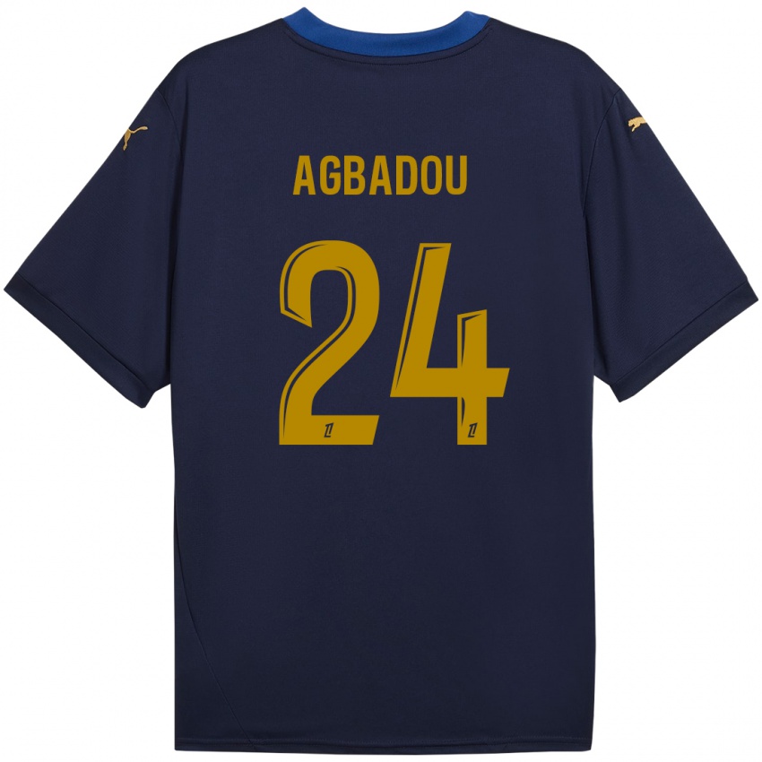 Herren Emmanuel Agbadou #24 Marineblau Gold Auswärtstrikot Trikot 2024/25 T-Shirt Österreich