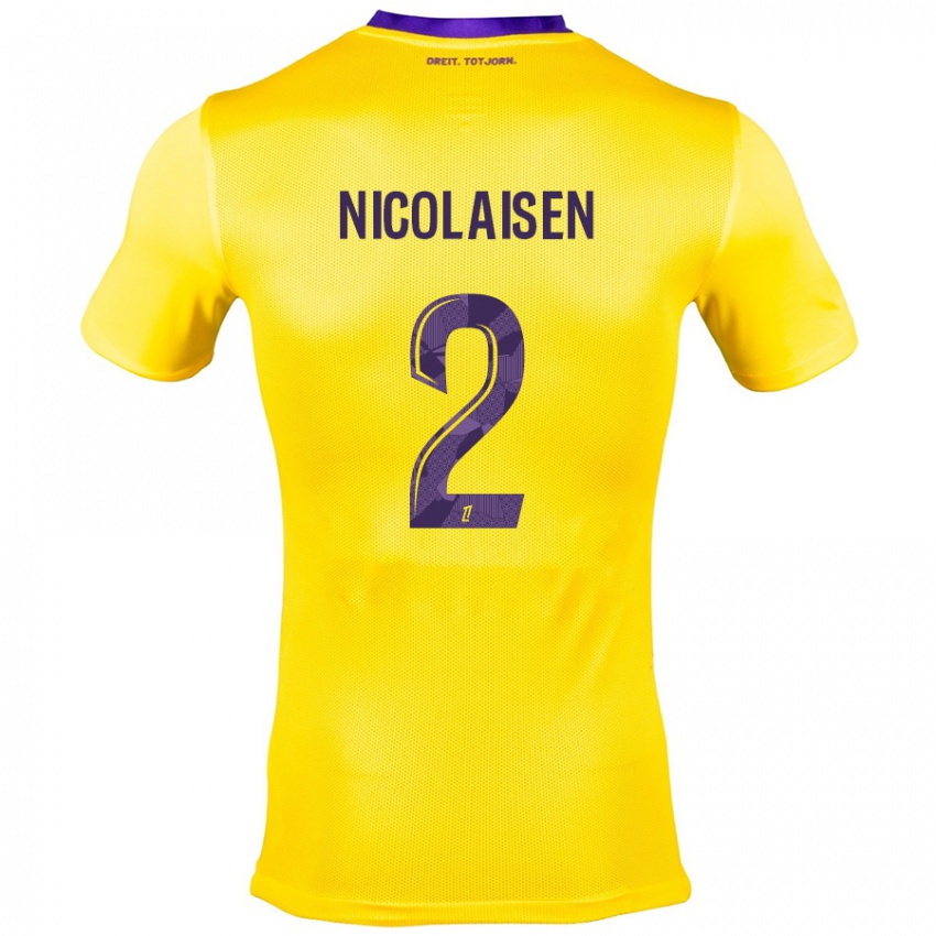 Herren Rasmus Nicolaisen #2 Gelb Lila Auswärtstrikot Trikot 2024/25 T-Shirt Österreich