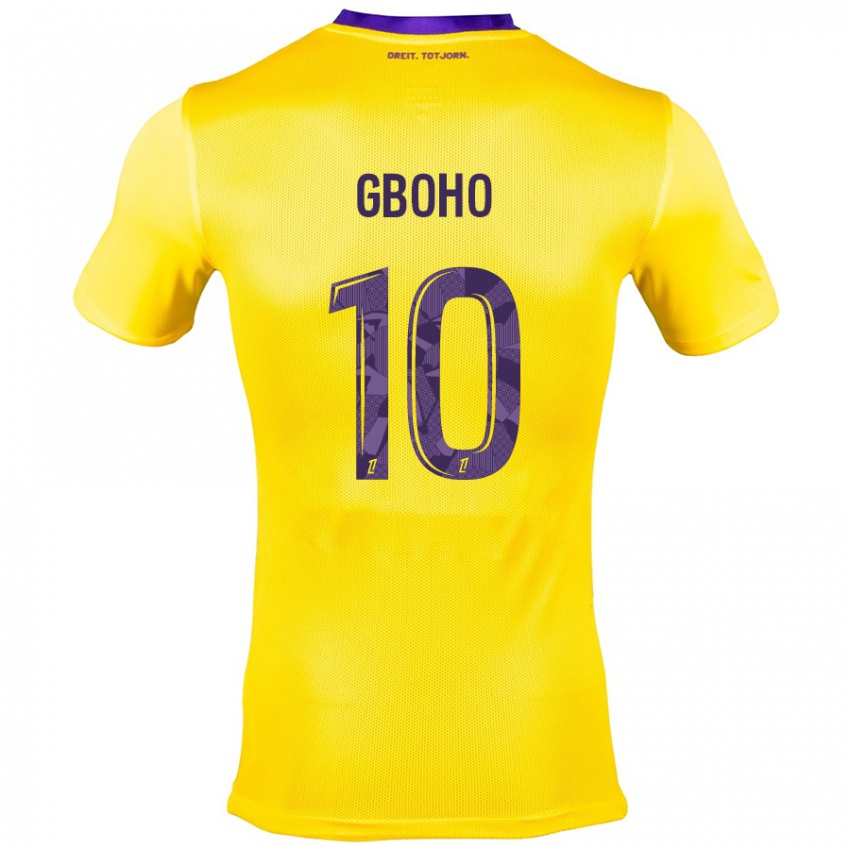 Herren Yann Gboho #10 Gelb Lila Auswärtstrikot Trikot 2024/25 T-Shirt Österreich