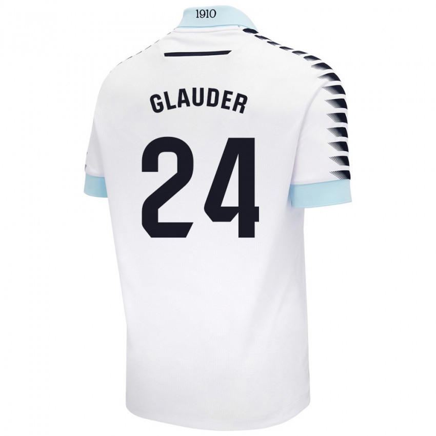 Herren Cristian Glauder #24 Weiß Blau Auswärtstrikot Trikot 2024/25 T-Shirt Österreich