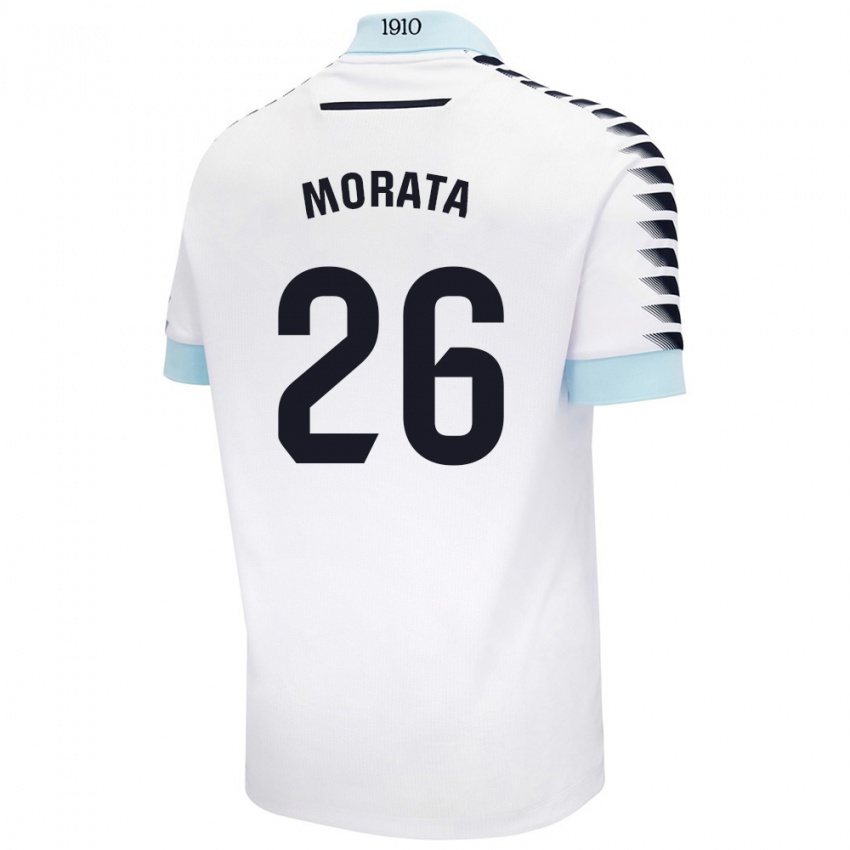 Herren Álex Morata #26 Weiß Blau Auswärtstrikot Trikot 2024/25 T-Shirt Österreich