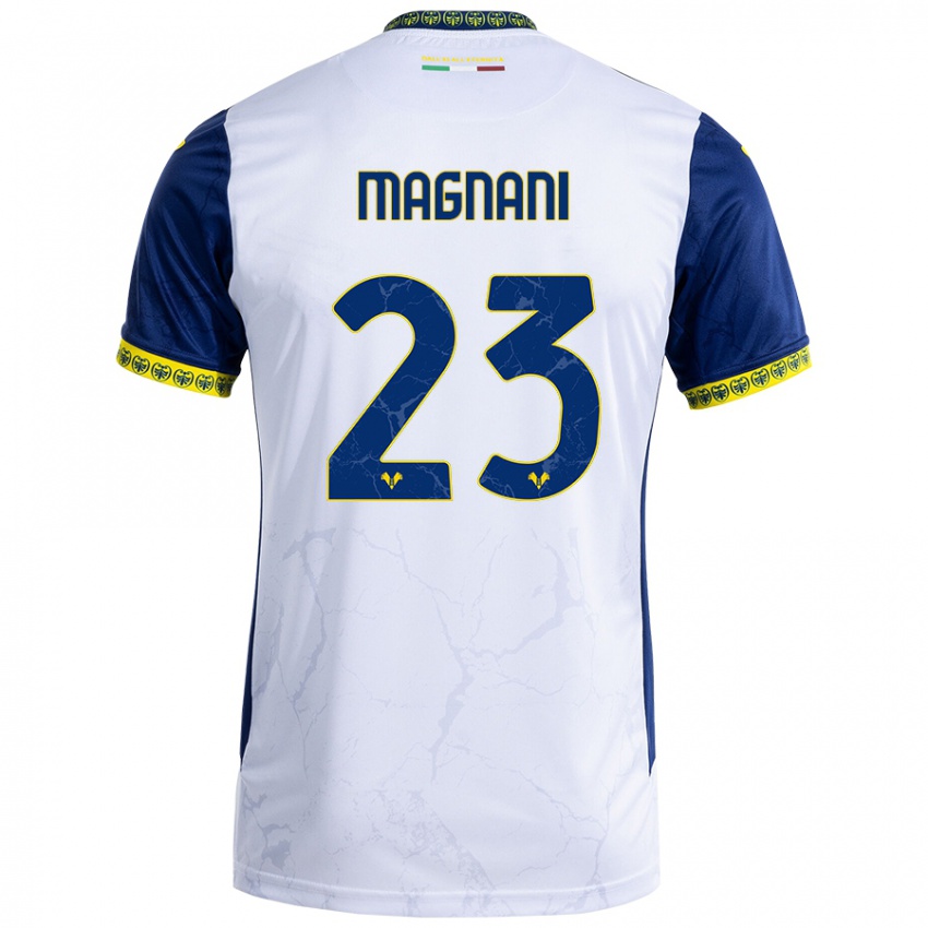 Herren Giangiacomo Magnani #23 Weiß Blau Auswärtstrikot Trikot 2024/25 T-Shirt Österreich