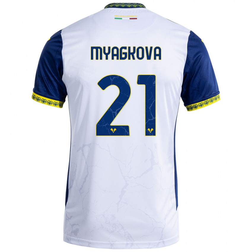 Herren Alina Myagkova #21 Weiß Blau Auswärtstrikot Trikot 2024/25 T-Shirt Österreich