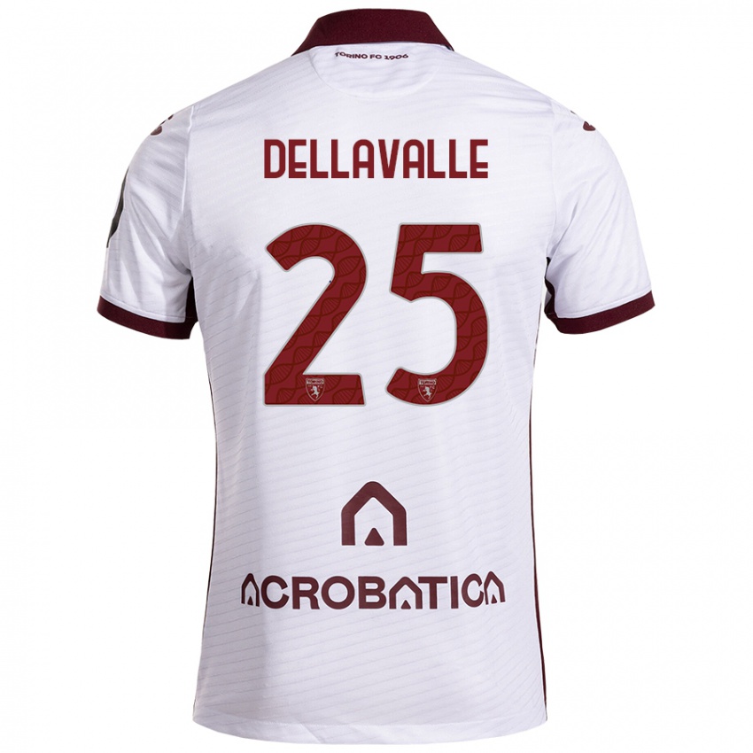 Herren Alessandro Dellavalle #25 Weiß Kastanienbraun Auswärtstrikot Trikot 2024/25 T-Shirt Österreich