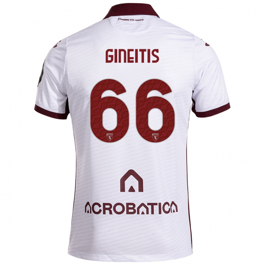 Herren Gvidas Gineitis #66 Weiß Kastanienbraun Auswärtstrikot Trikot 2024/25 T-Shirt Österreich