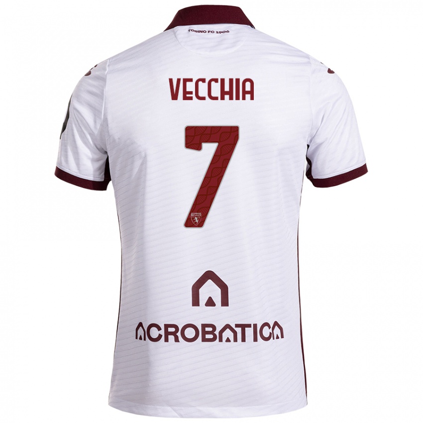 Herren Marco Dalla Vecchia #7 Weiß Kastanienbraun Auswärtstrikot Trikot 2024/25 T-Shirt Österreich