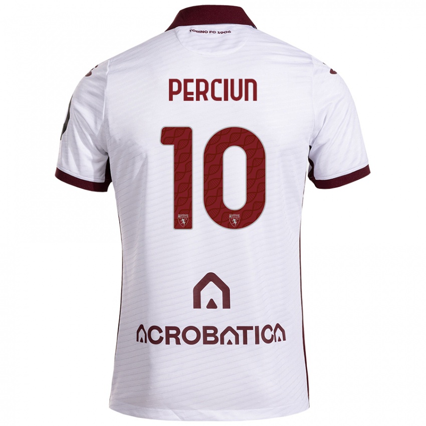 Herren Sergiu Perciun #10 Weiß Kastanienbraun Auswärtstrikot Trikot 2024/25 T-Shirt Österreich