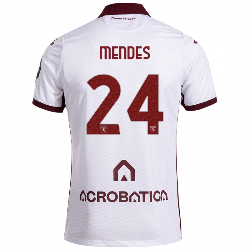 Herren Rodrigo Mendes #24 Weiß Kastanienbraun Auswärtstrikot Trikot 2024/25 T-Shirt Österreich