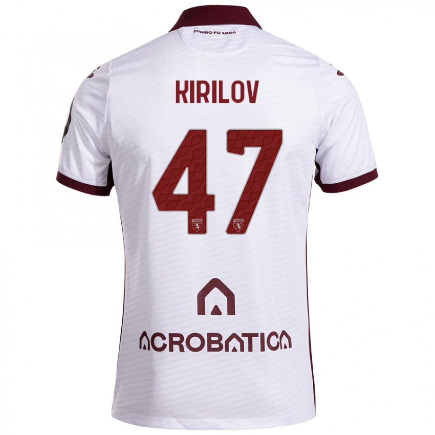 Herren Martin Kirilov #47 Weiß Kastanienbraun Auswärtstrikot Trikot 2024/25 T-Shirt Österreich