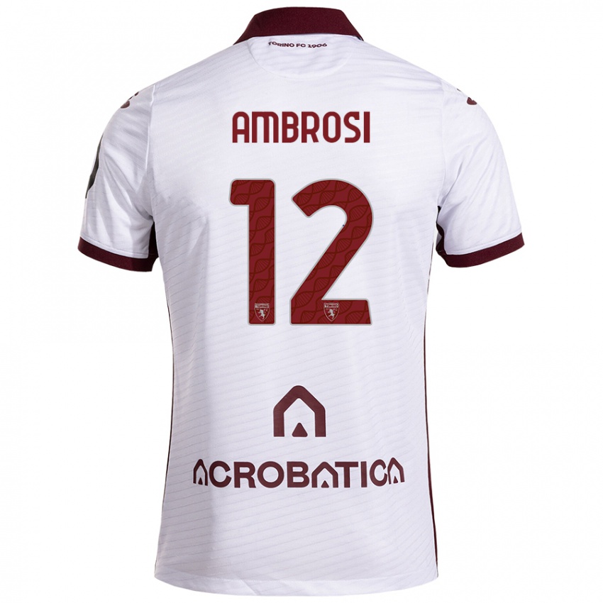 Herren Martina Ambrosi #12 Weiß Kastanienbraun Auswärtstrikot Trikot 2024/25 T-Shirt Österreich