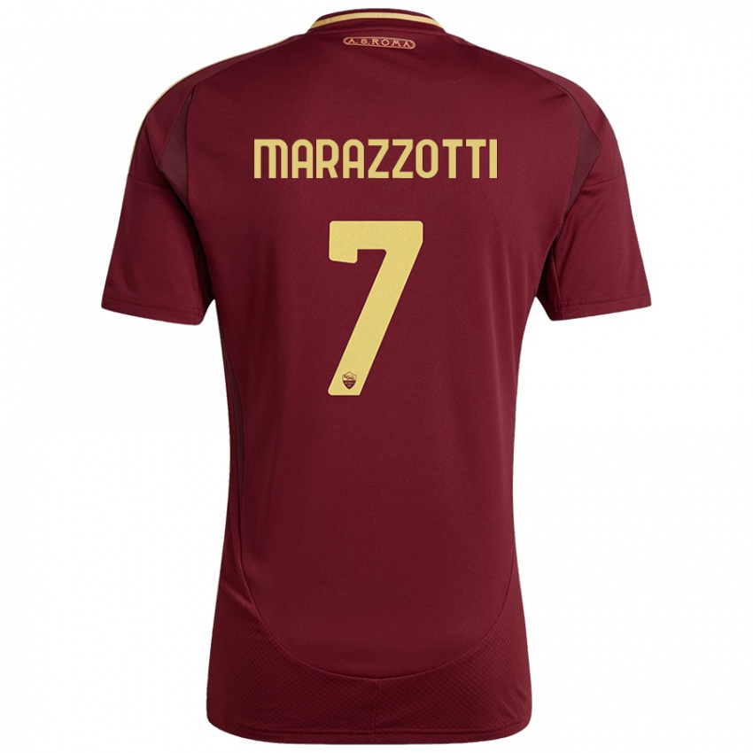 Damen Fabrizio Marazzotti #7 Rot Braun Gold Heimtrikot Trikot 2024/25 T-Shirt Österreich