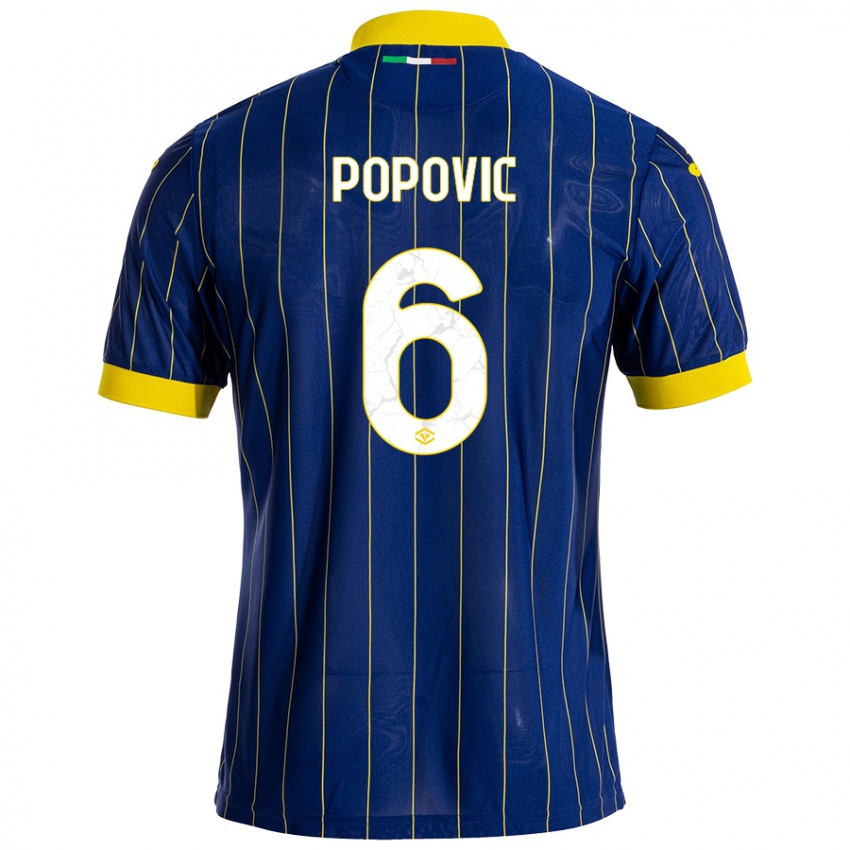 Damen Andrej Popovic #6 Blau Gelb Heimtrikot Trikot 2024/25 T-Shirt Österreich