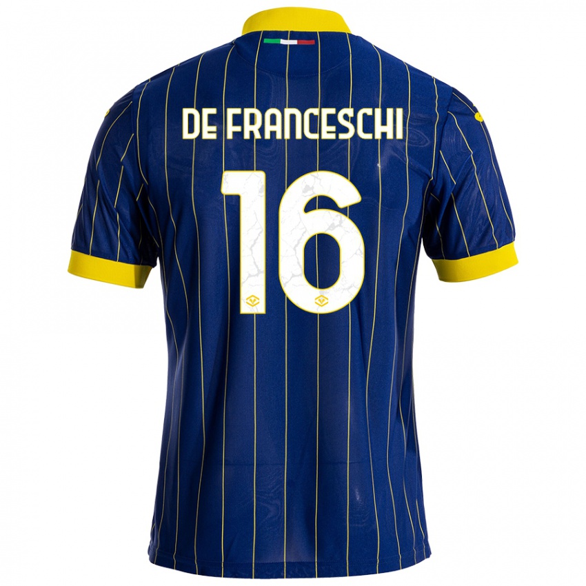 Damen Edoardo De Franceschi #16 Blau Gelb Heimtrikot Trikot 2024/25 T-Shirt Österreich