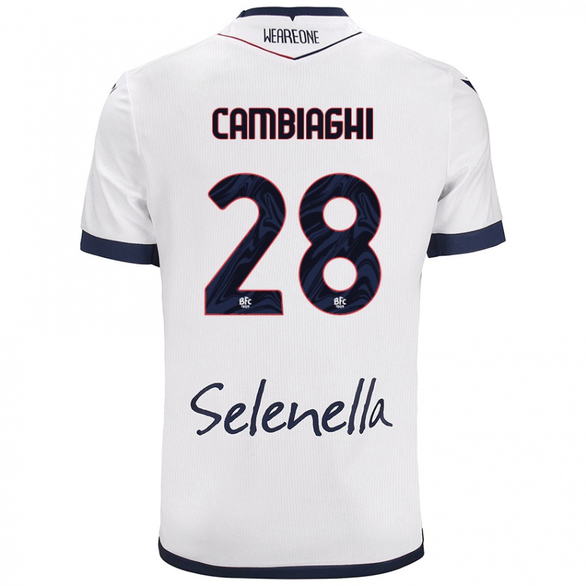 Damen Nicolò Cambiaghi #28 Weiß Königsblau Auswärtstrikot Trikot 2024/25 T-Shirt Österreich