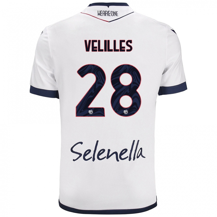 Damen Aarón Velilles #28 Weiß Königsblau Auswärtstrikot Trikot 2024/25 T-Shirt Österreich