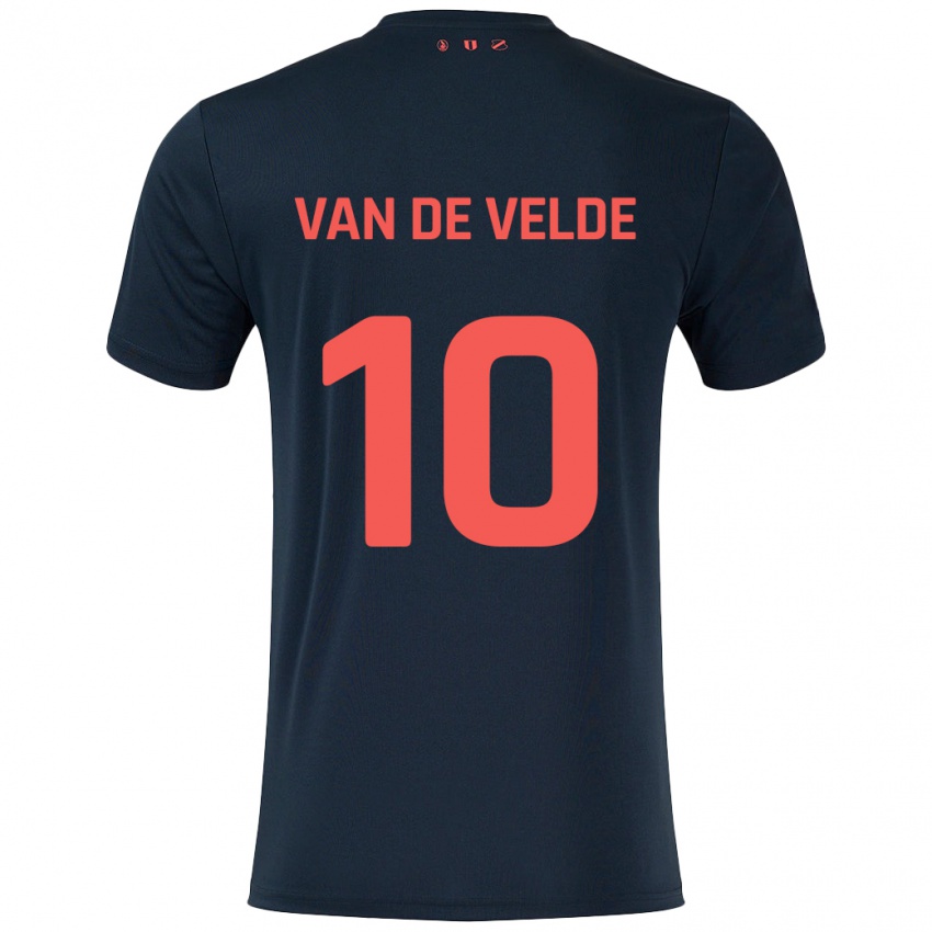 Damen Senne Van De Velde #10 Schwarz Rot Auswärtstrikot Trikot 2024/25 T-Shirt Österreich