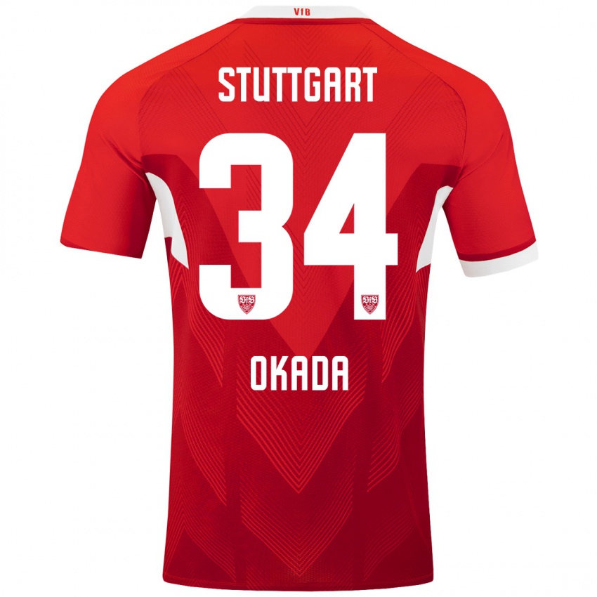 Damen Rei Okada #34 Rot Weiß Auswärtstrikot Trikot 2024/25 T-Shirt Österreich