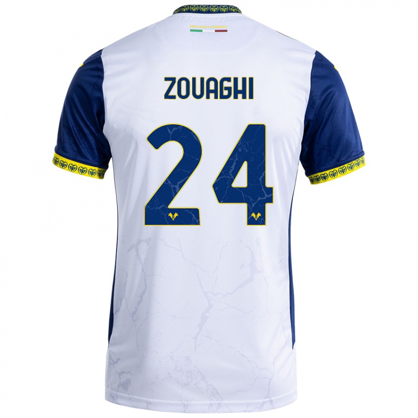 Damen Thomas Zouaghi #24 Weiß Blau Auswärtstrikot Trikot 2024/25 T-Shirt Österreich