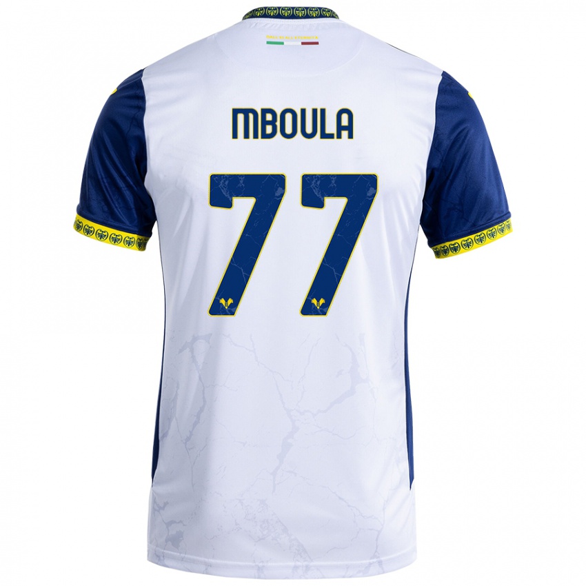 Damen Jordi Mboula #77 Weiß Blau Auswärtstrikot Trikot 2024/25 T-Shirt Österreich