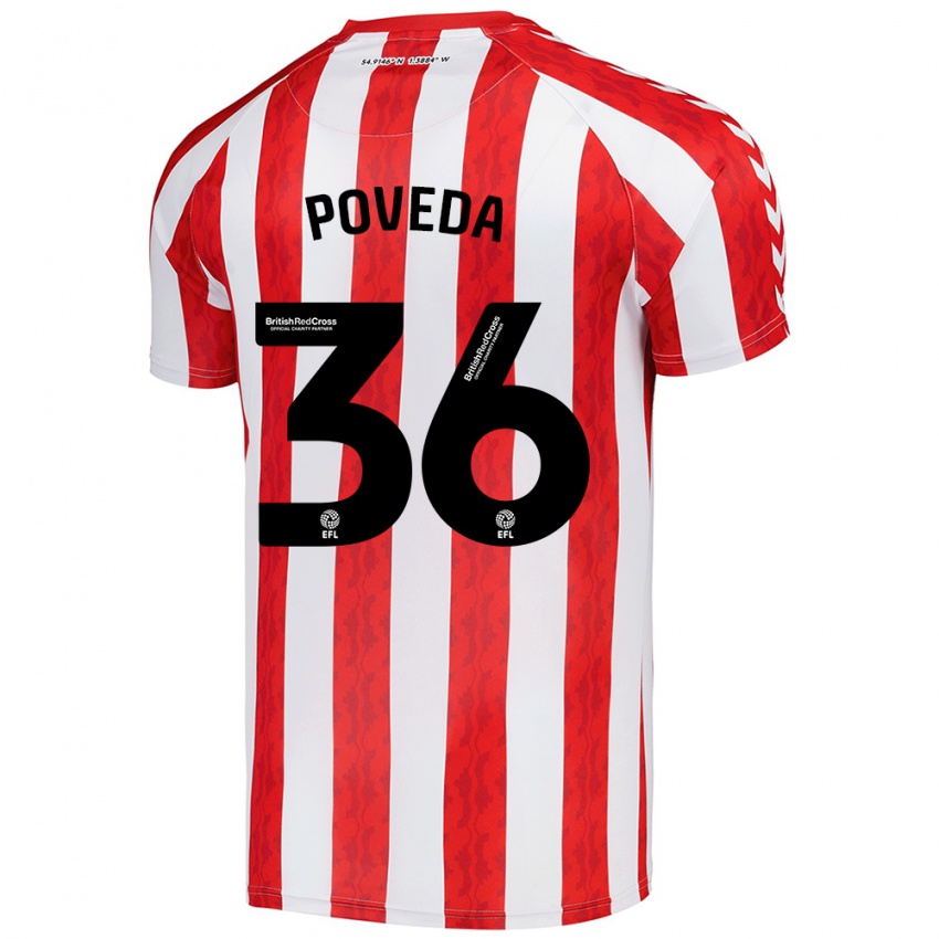 Kinder Ian Poveda #36 Rot Weiß Heimtrikot Trikot 2024/25 T-Shirt Österreich