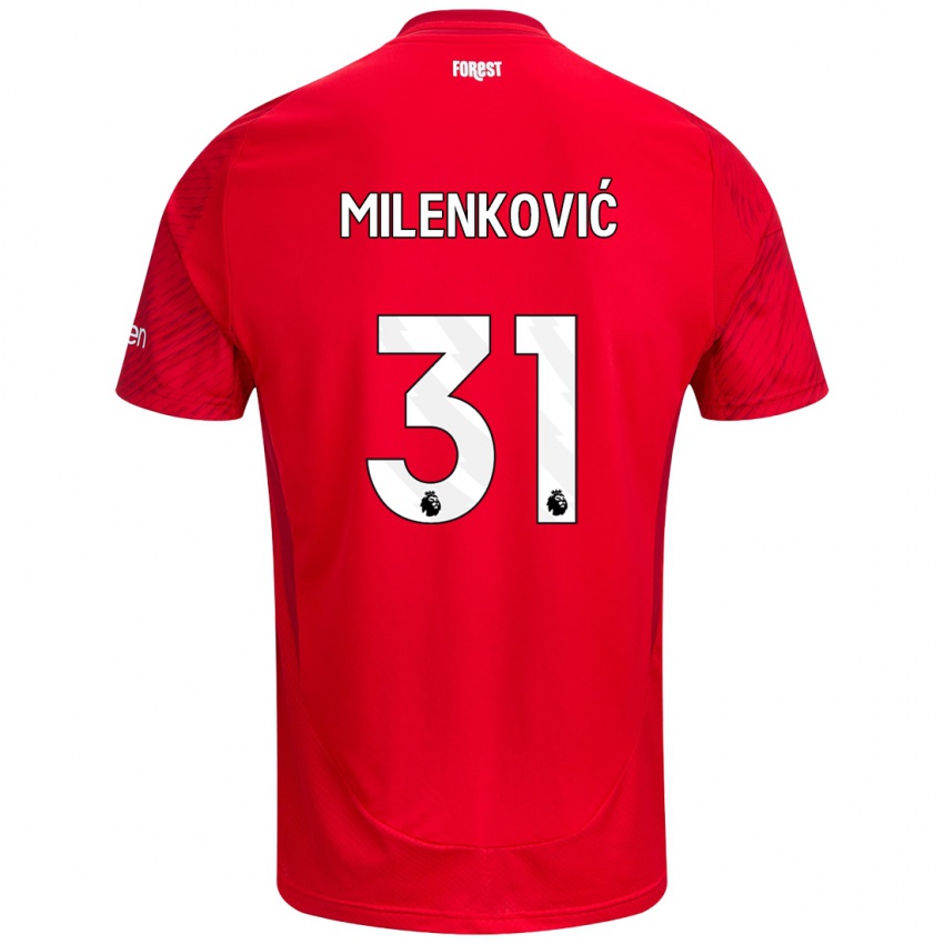 Kinder Nikola Milenković #31 Rot Weiß Heimtrikot Trikot 2024/25 T-Shirt Österreich