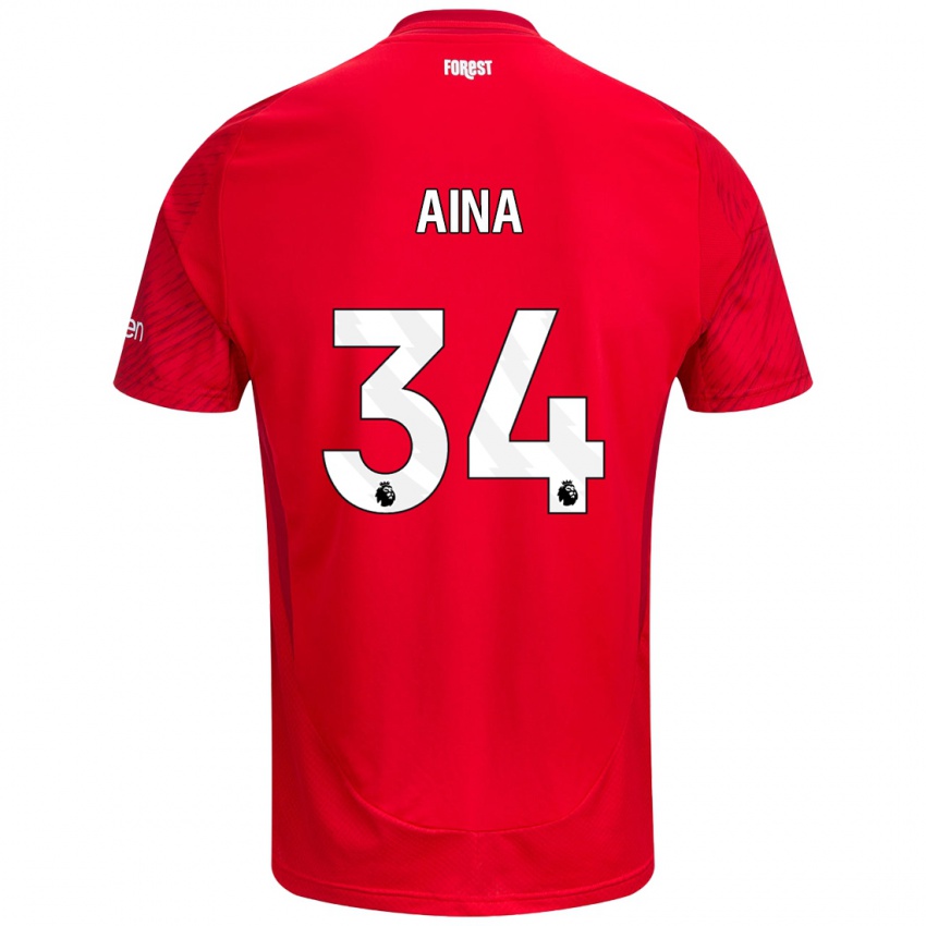 Kinder Ola Aina #34 Rot Weiß Heimtrikot Trikot 2024/25 T-Shirt Österreich