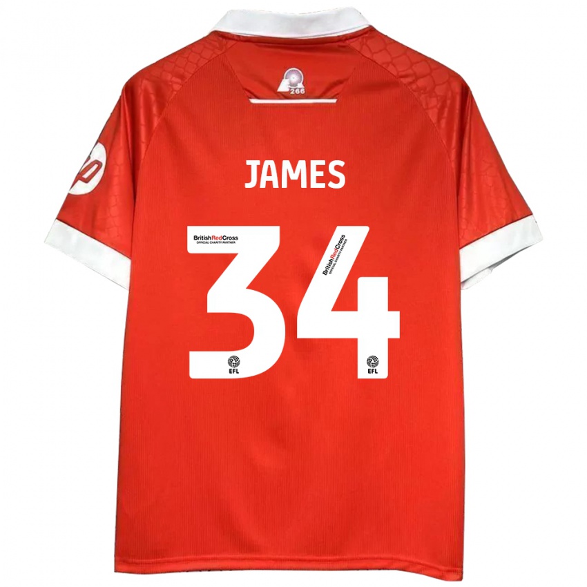 Kinder Aaron James #34 Rot Weiß Heimtrikot Trikot 2024/25 T-Shirt Österreich