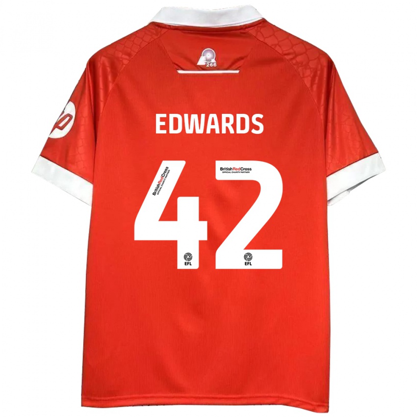 Kinder Callum Edwards #42 Rot Weiß Heimtrikot Trikot 2024/25 T-Shirt Österreich